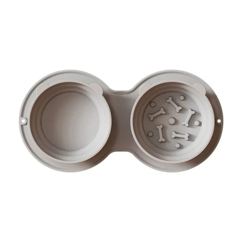 Gamelle Double Pliante en silicone Anti-Glouton pour chien