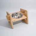 Gamelle réglable pour chien en bois avec bol en acier inoxydable de la marque Oscar et Plume