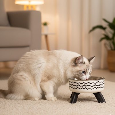 Gamelle surélevée chat moderne
