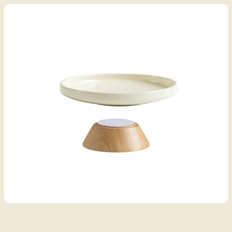 Gamelle surélevée en céramique pour chat avec support en bois élégant pour un repas confortable