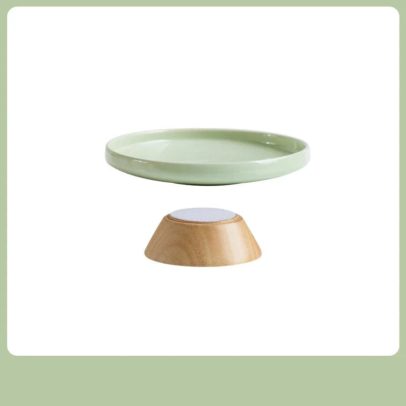 Gamelle surélevée en céramique pour chat avec support en bois moderne et design élégant
