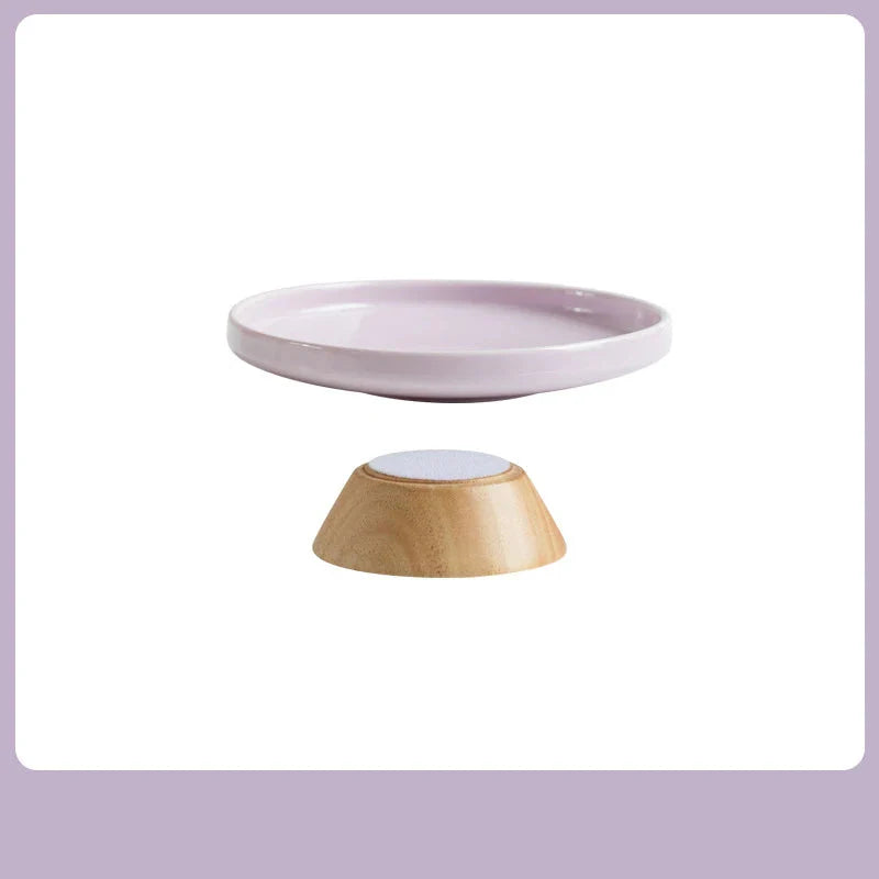 Gamelle surélevée en céramique pour chat avec socle en bois moderne et design élégant