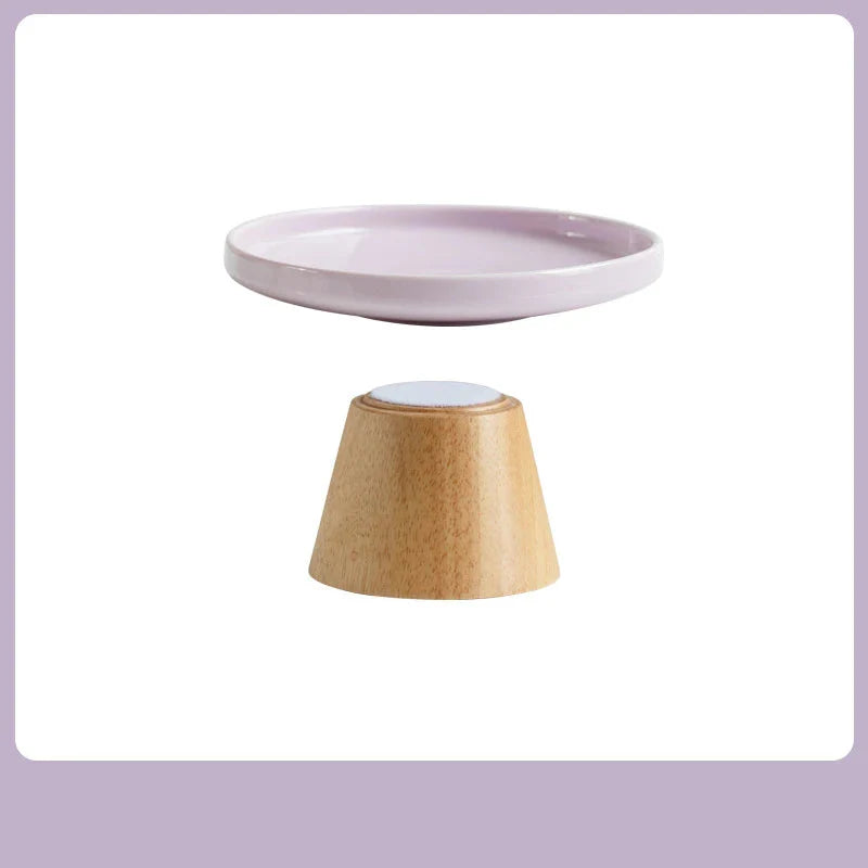 Gamelle surélevée en céramique pour chat avec support en bois pour un confort optimal