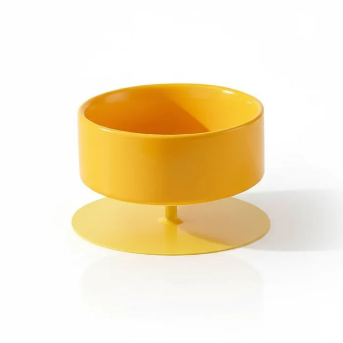 Gamelle surélevée pour chat jaune en plastique avec design moderne et stable