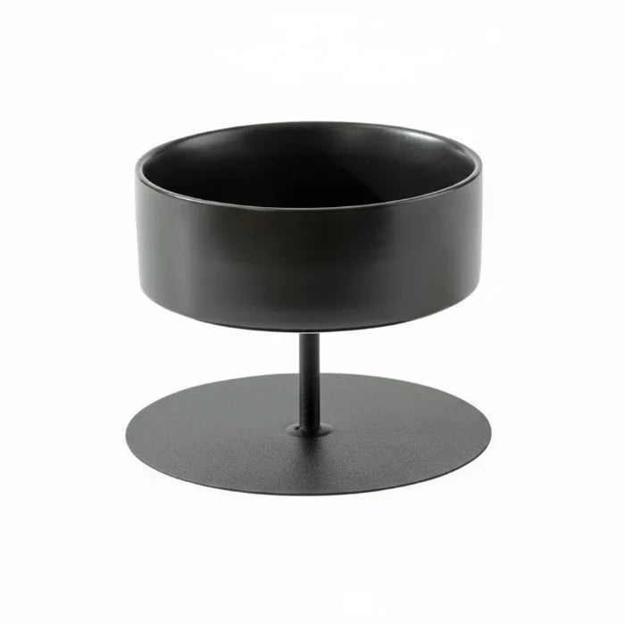 Gamelle surélevée pour chat en métal noir avec support stable et design moderne