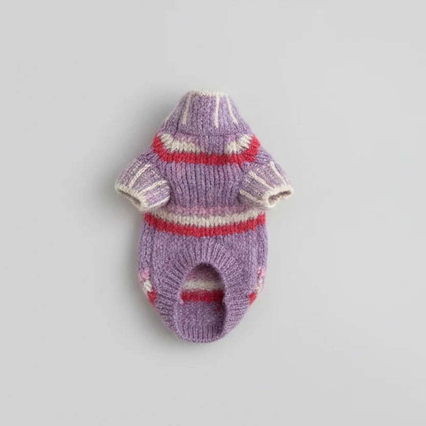 Pull Rayé En Laine Col Haut Pour Chat