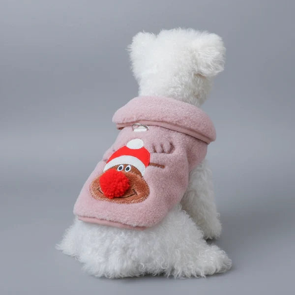 Gilet Polaire Noël Motif Elan Pour Chien