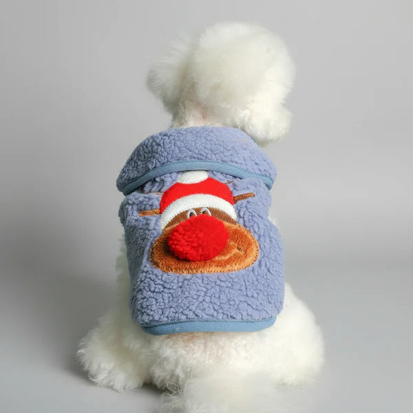 Gilet Polaire Noël Motif Elan Pour Chien
