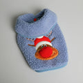 Gilet polaire pour chien bleu avec motif de renne et bonnet de Noël