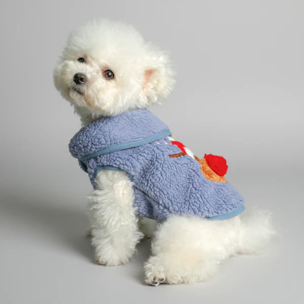 Gilet Polaire Noël Motif Elan Pour Chien