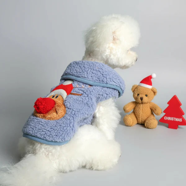 Gilet Polaire Noël Motif Elan Pour Chien