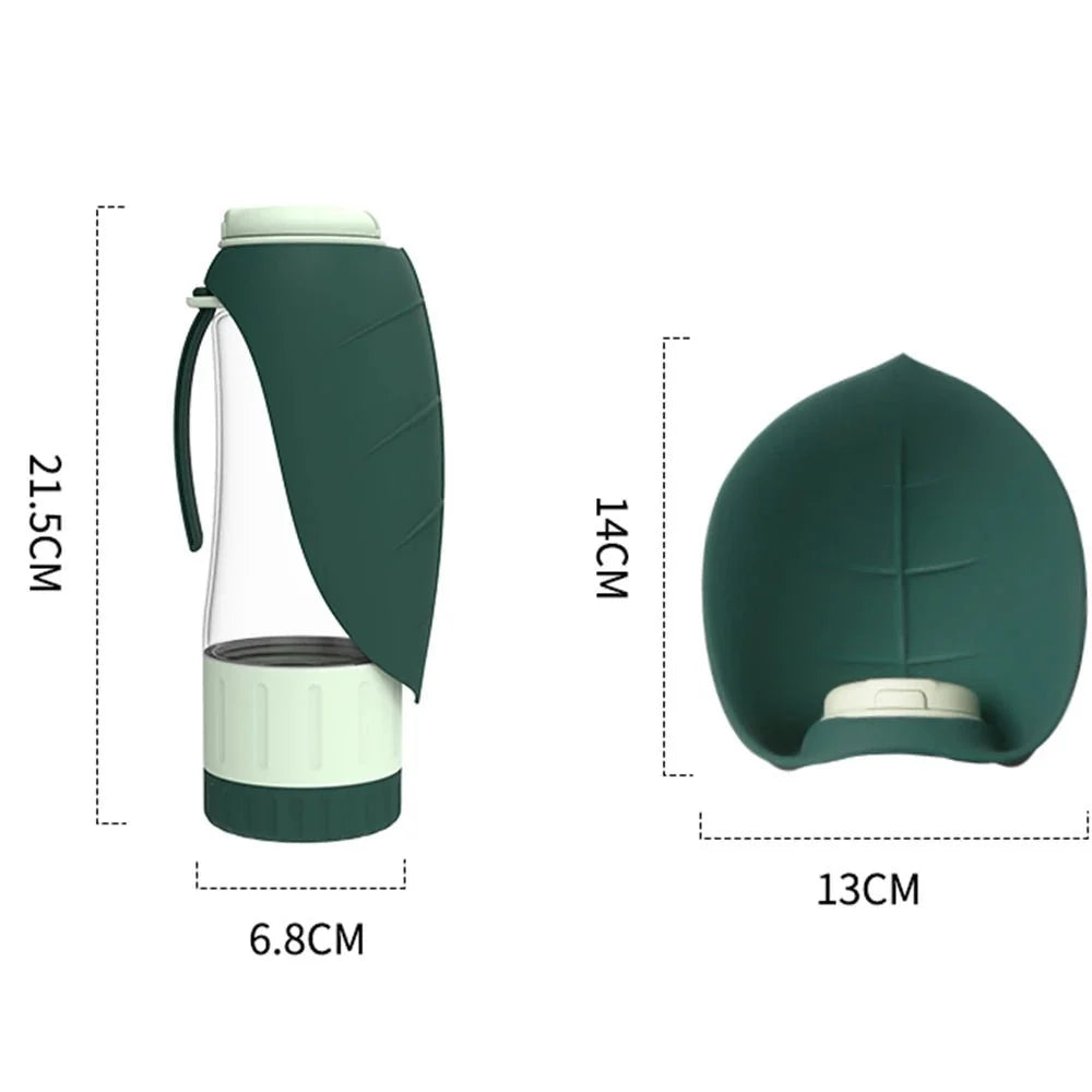 Gourde Avec Gamelle En Silicone Et Compartiment Croquettes