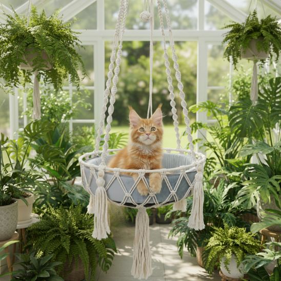 hamac chat | MACRAMÉ HAMAC CAT