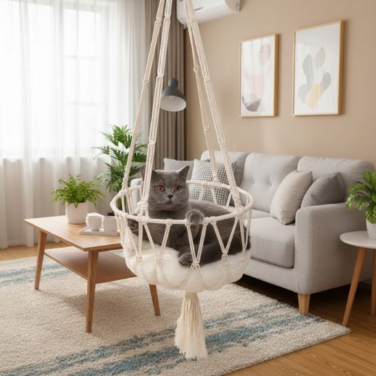 hamac chat | MACRAMÉ HAMAC CAT