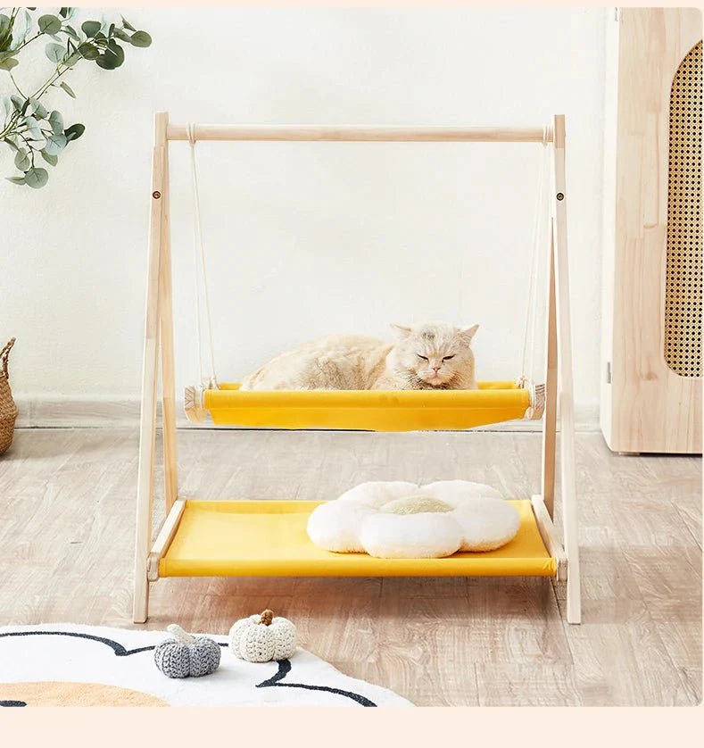 Hamac Design En Bois Naturel Pour Chat