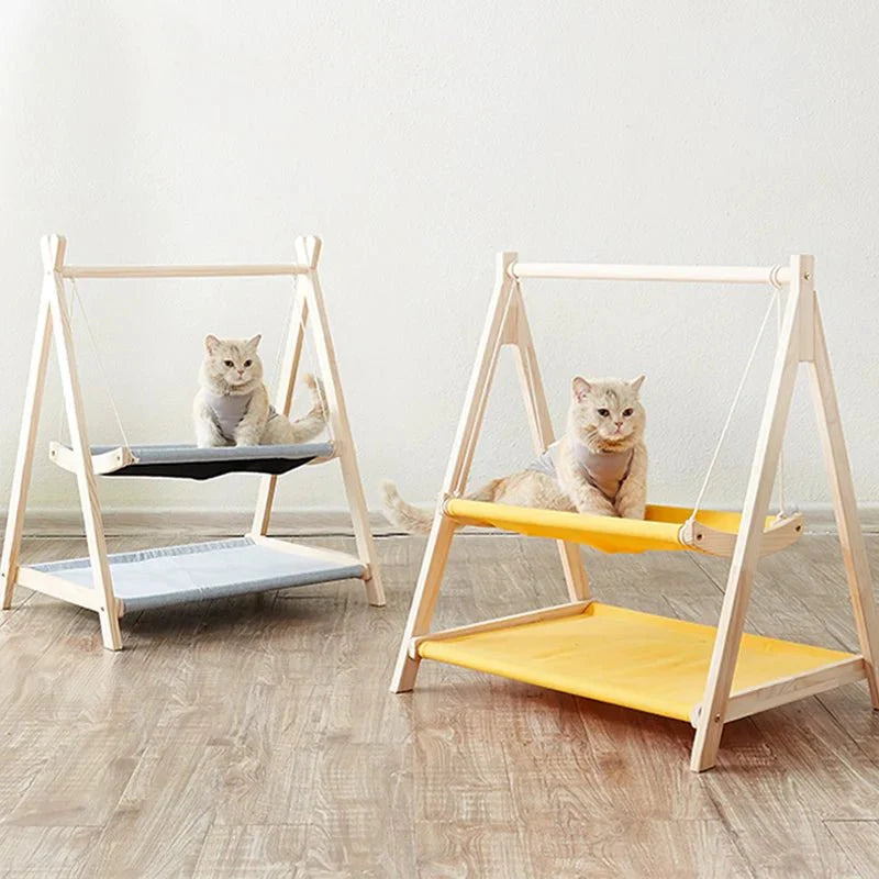 Hamac Design En Bois Naturel Pour Chat