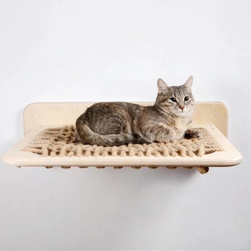 Hamac Mural En Bois Et Sisal Pour Chat