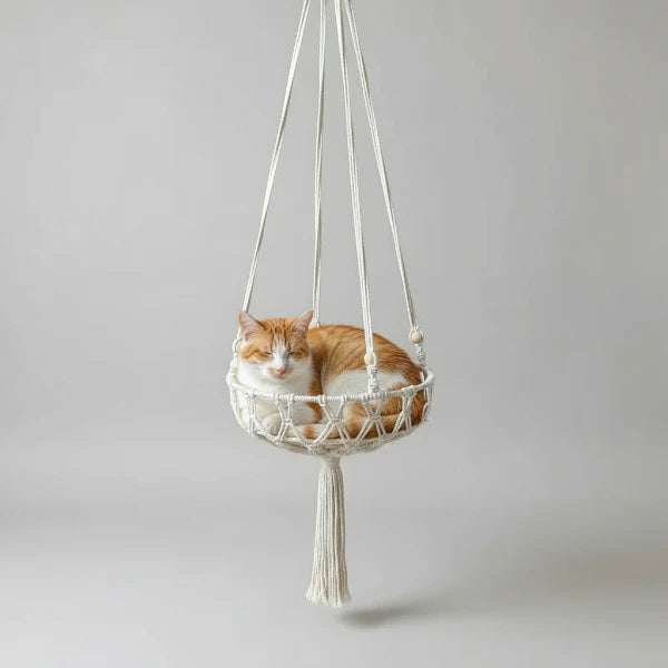 Hamac macramé pour chat à suspendre - Oscar et Plume