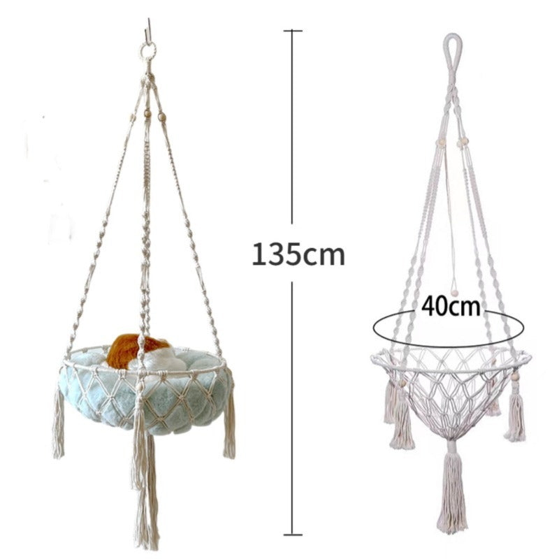 Hamac macramé pour chat à suspendre - Oscar et Plume