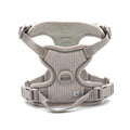 Harnais chien velours gris taupe avec double boucle de serrage et poignée de contrôle