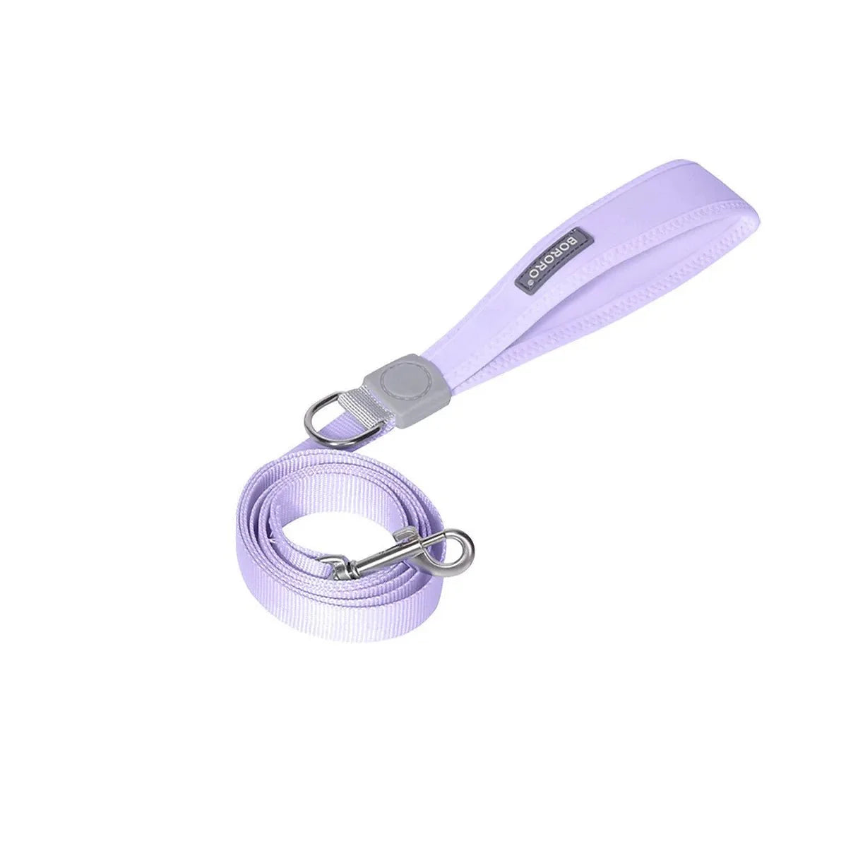 Laisse violette confortable pour chien avec poignée rembourrée, idéale pour harnais petit chien