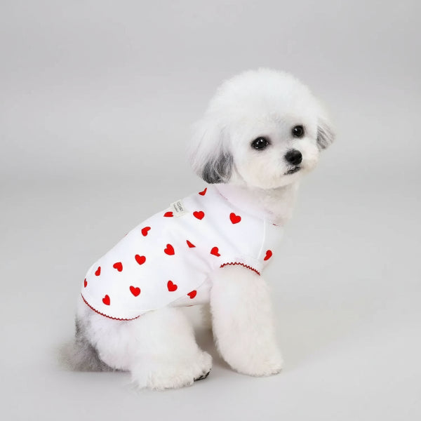 T-shirt élégant pour chien motif cœurs
