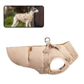Imperméable pour chien avec harnais beige matelassé confortable pour promenade sous la pluie