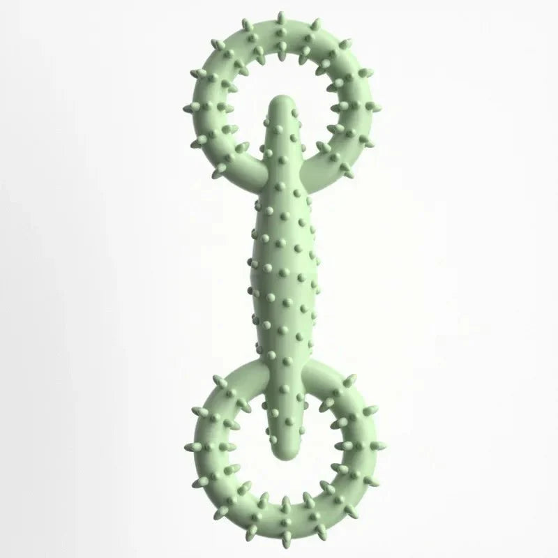 Jouet à mâcher chien vert avec texture à picots pour nettoyage des dents et mastication