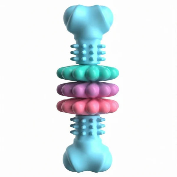 Jouet à mâcher chien multicolore avec textures variées pour stimuler la mastication