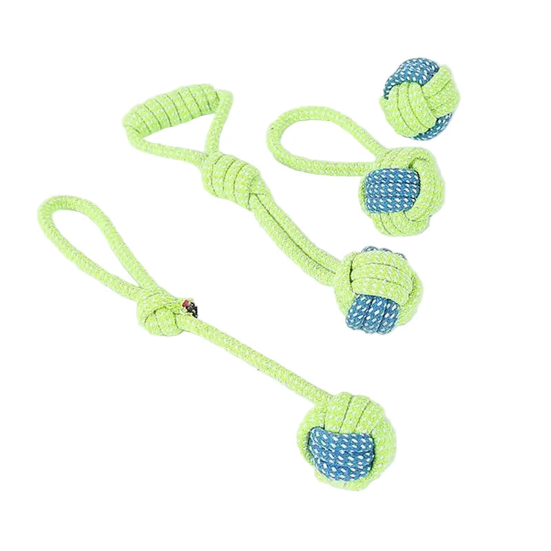 Ensemble de 4 jouets à mâcher durable pour chien en corde avec boules colorées
