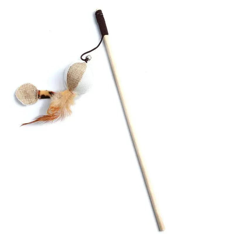 Jouet baguette pour chat avec plume et boule en tissu pour jouer et divertir les chats