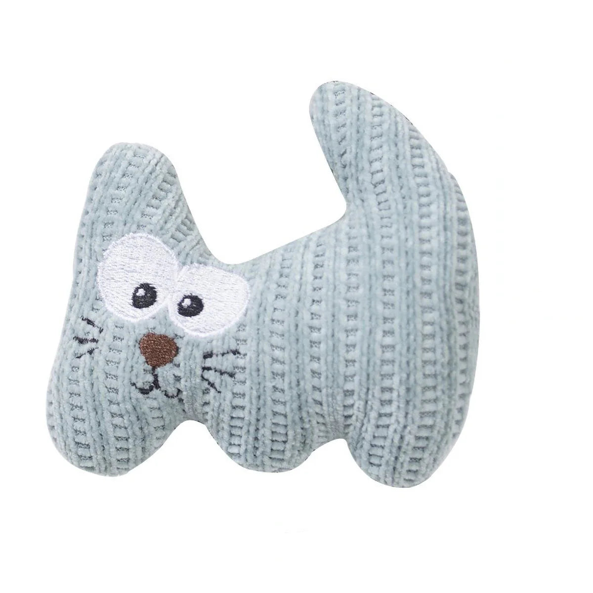 Jouet herbe pour chat en forme de chat avec texture douce et yeux brodés pour l'amusement des félins