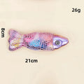 Jouet poisson pour chat en couleur holographique mesurant 21 cm et pesant 26 g