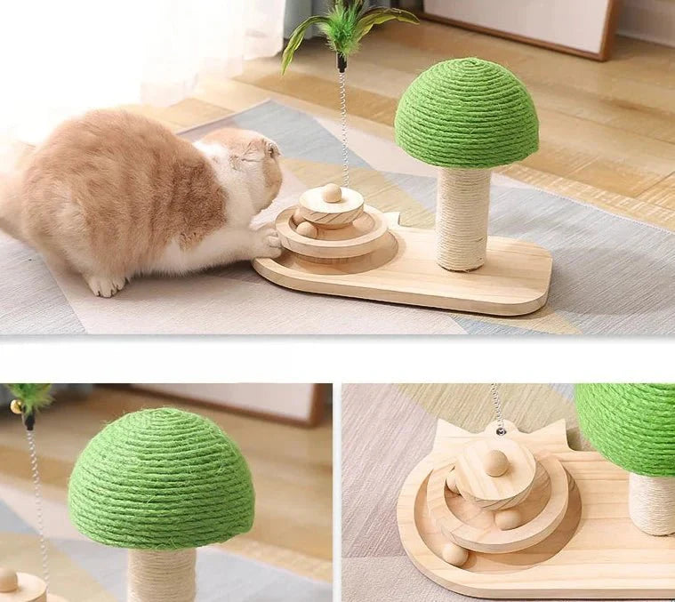 Ensemble Jouet Bois Et Sisal Pour Chat