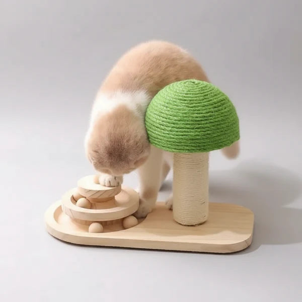 Ensemble Jouet Bois Et Sisal Pour Chat