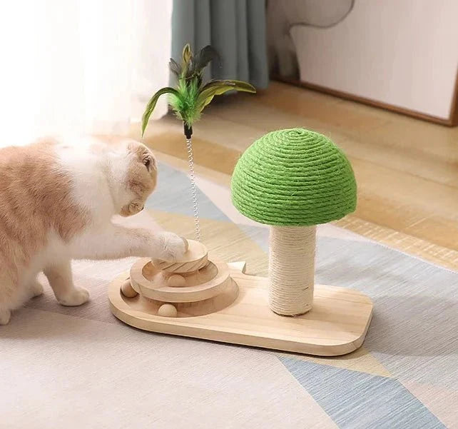 Ensemble Jouet Bois Et Sisal Pour Chat