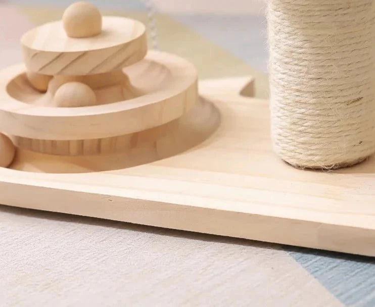 Ensemble Jouet Bois Et Sisal Pour Chat