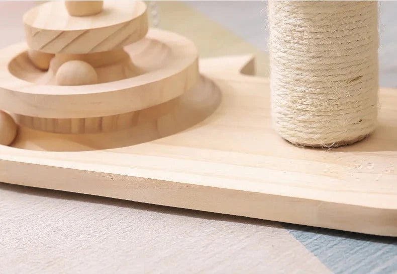 Ensemble Jouet Bois Et Sisal Pour Chat