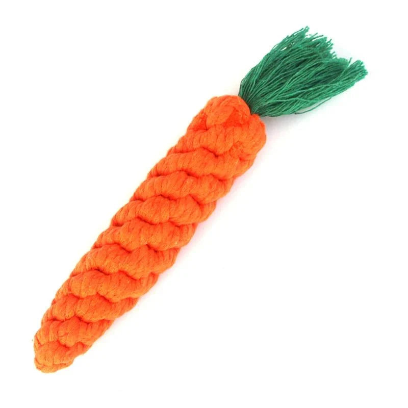 Jouet à mâcher pour chien en forme de carotte en corde tressée orange et verte Oscar et Plume