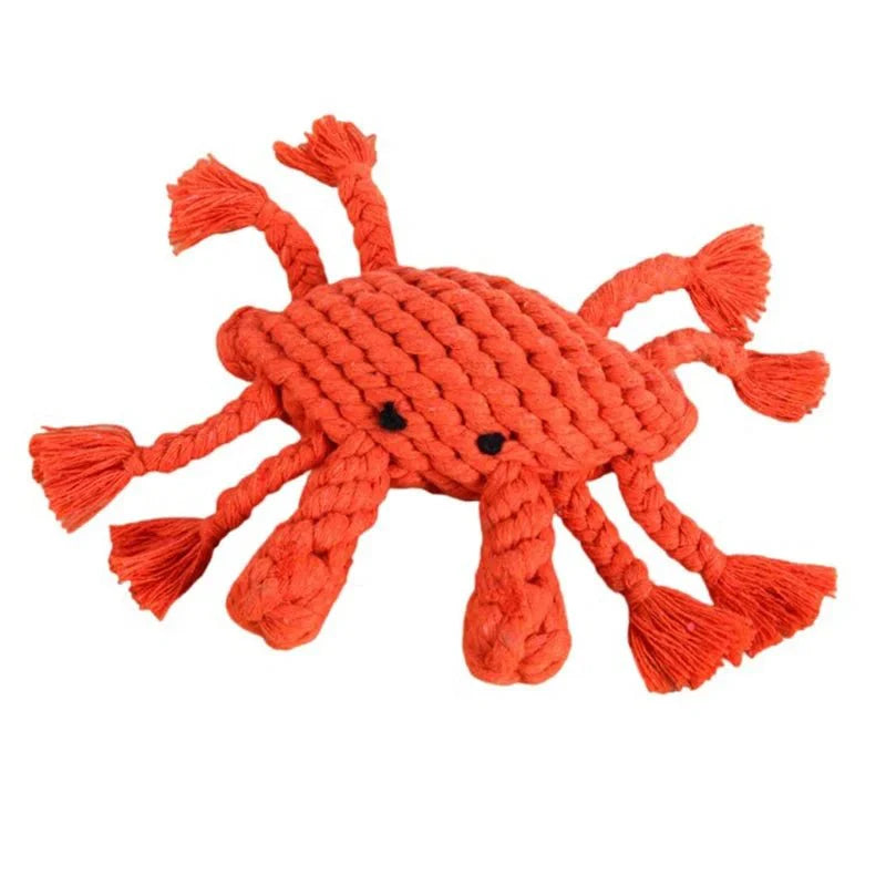 Jouet à mâcher pour chien en corde tressée forme crabe rouge de Oscar et Plume