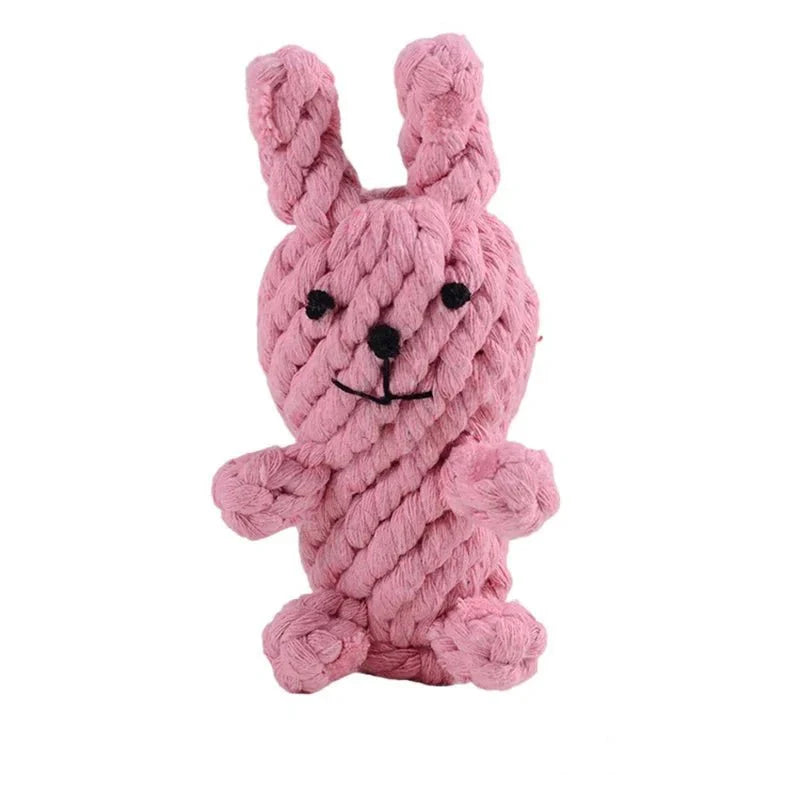 Jouet à mâcher pour chien en corde rose en forme de lapin par Oscar et Plume