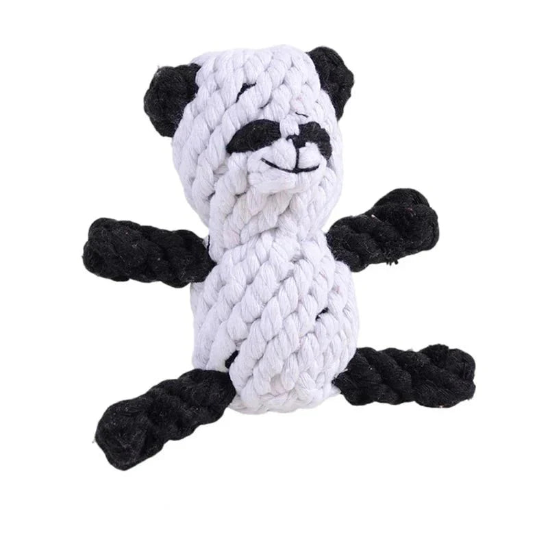 Jouet à mâcher pour chien en forme de panda en corde tressée noir et blanc Oscar et Plume