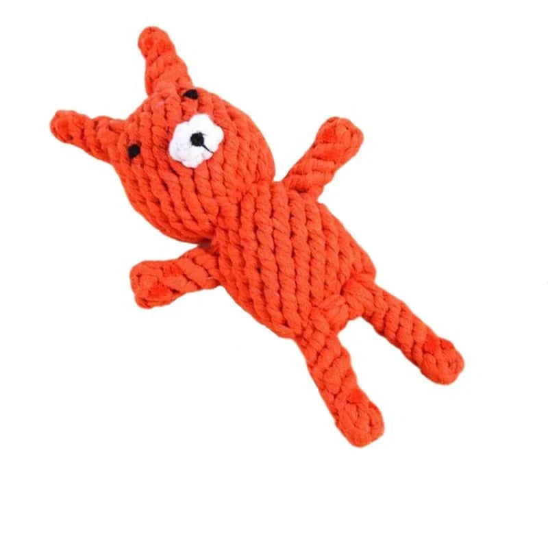 Jouet à mâcher pour chien en corde tressée rouge en forme d'animaux par Oscar et Plume