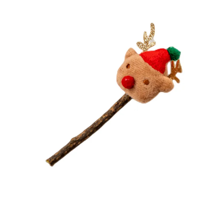 Bâton de jeu avec un renne en peluche, parfait comme jouets de Noël pour chat