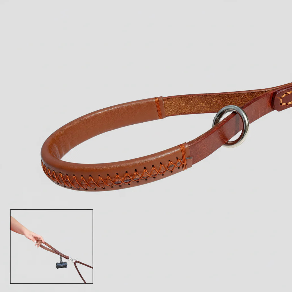 Laisse Double Pour Chien En Cuir Véritable