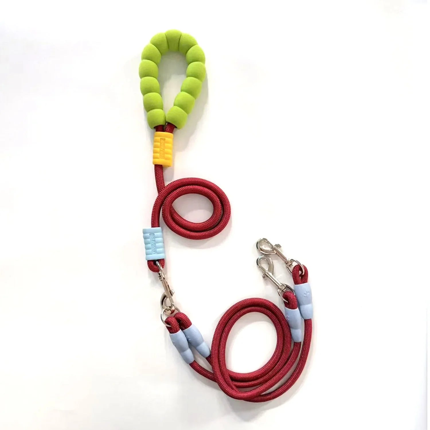 Laisse double pour chien Oscar et Plume avec poignées colorées et design ergonomique