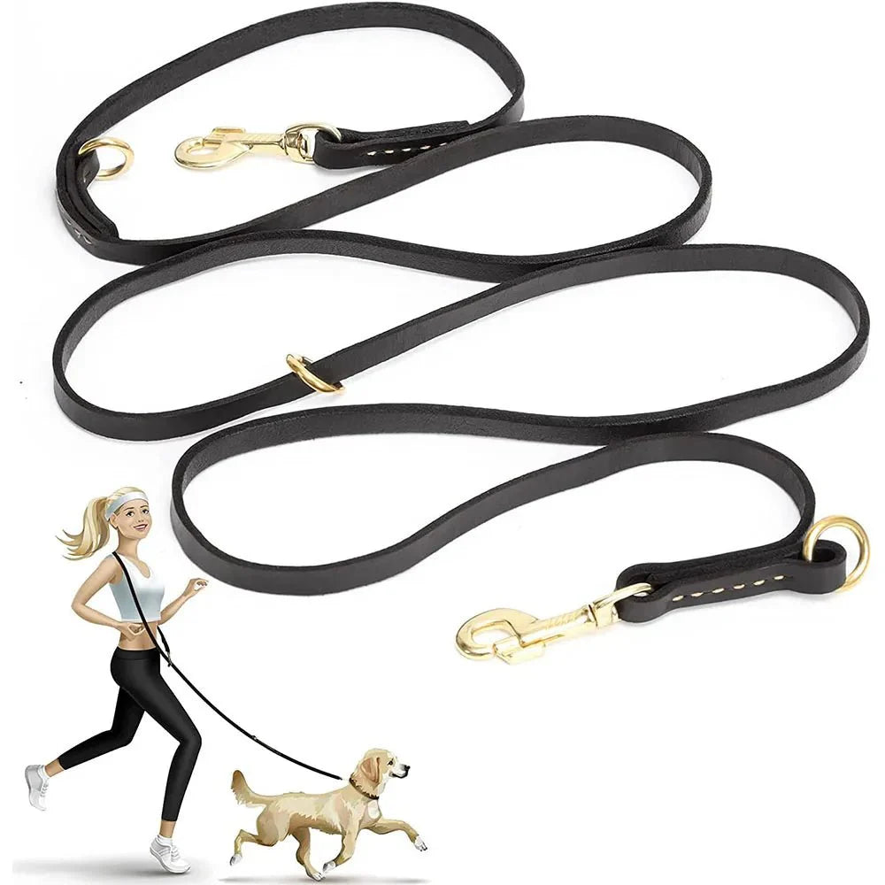 Laisse mains-libres en cuir souple pour chien Oscar et Plume