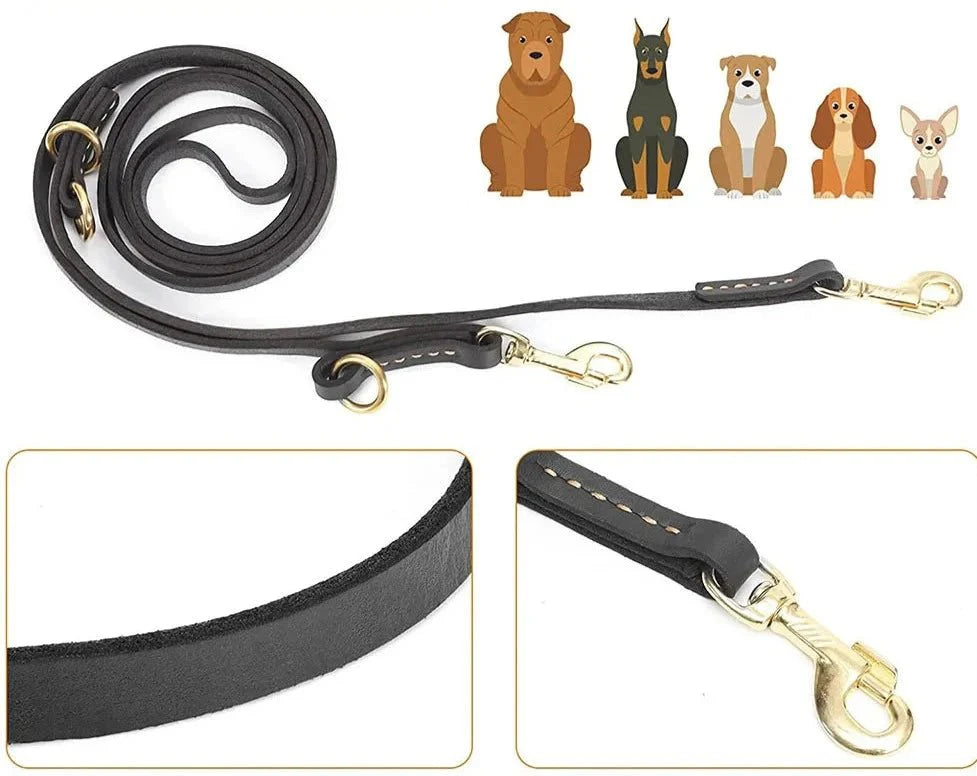 Laisse mains-libres en cuir souple pour chien Oscar et Plume