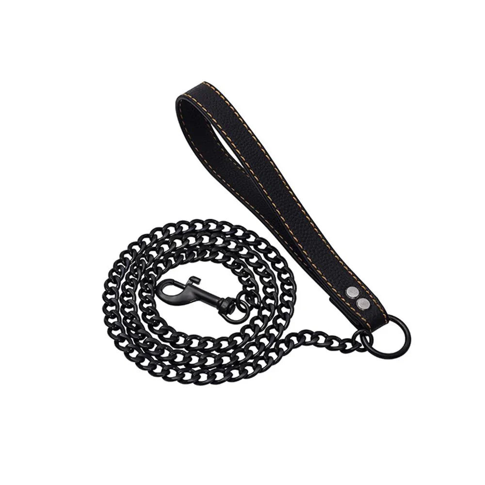 Laisse en métal pour chien Oscar et Plume avec couture en cuir pour un style élégant et durable