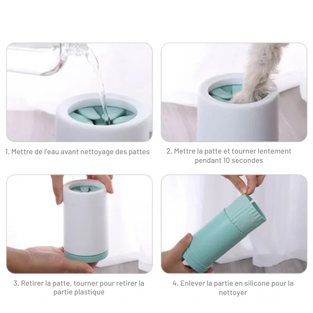 Lave-pattes pour chien - Nettoyage facile et efficace